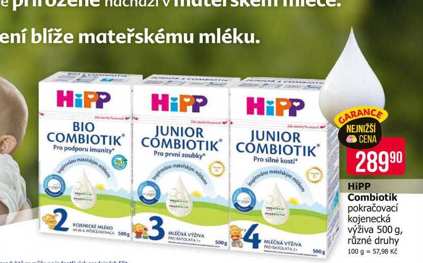 HiPP Combiotik pokračovací kojenecká výživa 500 g, různé druhy