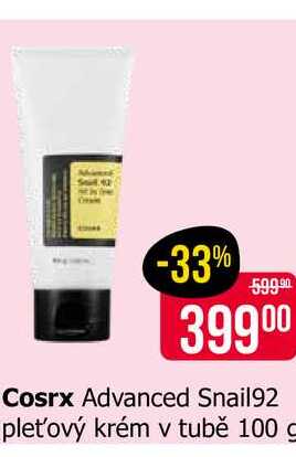 Cosrx Advanced Snail92 pleťový krém v tubě 100 g 