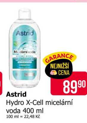 Astrid Hydro X-Cell micelární voda 400 ml 
