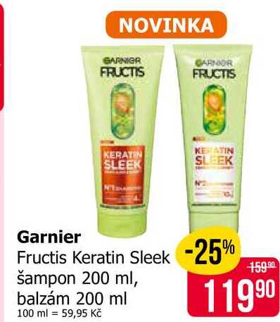 Garnier Fructis Keratin Sleek šampon 200 ml