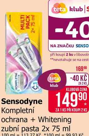 Sensodyne Kompletní ochrana + Whitening zubní pasta 2x 75 ml