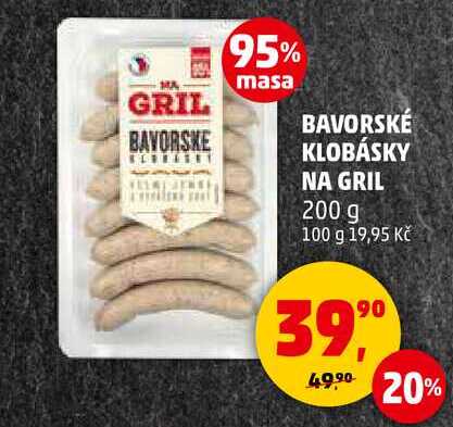 BAVORSKÉ KLOBÁSKY NA GRIL, 200 g 