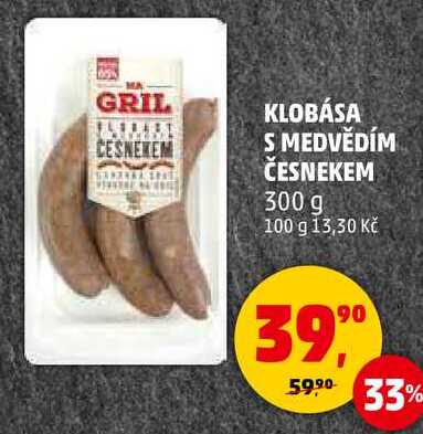 KLOBÁSA S MEDVĚDÍM ČESNEKEM, 300 g 