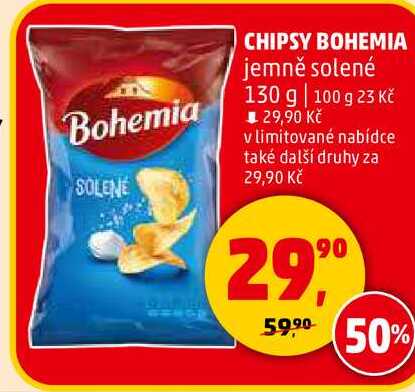 CHIPSY BOHEMIA jemně solené, 130 g  