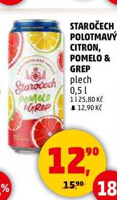 STAROČECH POLOTMAVÝ CITRON, plech, 0,5 l 