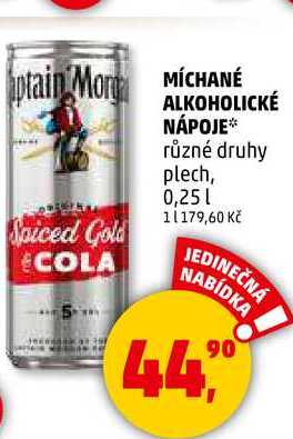 MÍCHANÉ ALKOHOLICKÉ NÁPOJE různé druhy plech, 0,25 l 