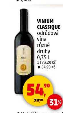 VINIUM CLASSIQUE odrůdová vína různé druhy, 0,75 l