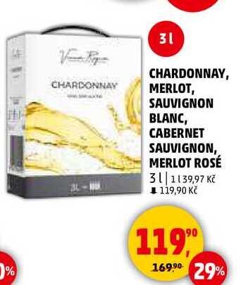CHARDONNAY, MERLOT, SAUVIGNON BLANC, 3 l 