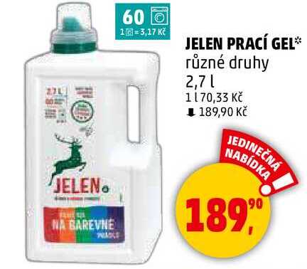 JELEN PRACÍ GEL různé druhy, 2,7 l