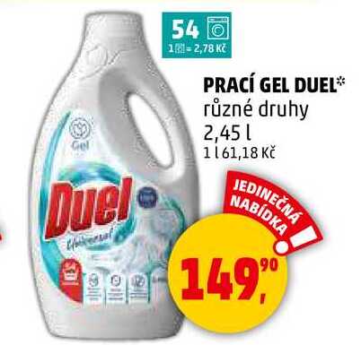 PRACÍ GEL DUEL různé druhy, 2,45 l