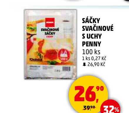 SÁČKY SVAČINOVÉ S UCHY PENNY, 100 ks 