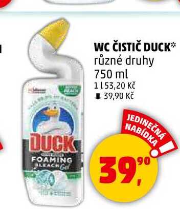 WC ČISTIČ DUCK různé druhy, 750 ml 