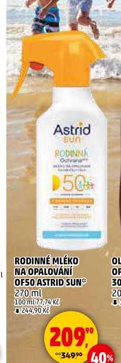 RODINNÉ MLÉKO NA OPALOVÁNÍ OF50 ASTRID SUN, 270 ml