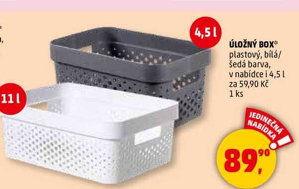 ÚLOŽNÝ BOX plastový, bílá/ šedá barva, 1 ks