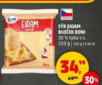 SÝR EIDAM BLOČEK BONI 30% tuku vs., 250 g 