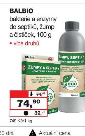 BALBIO bakterie a enzymy do septiků, žump a čističek, 100 g 