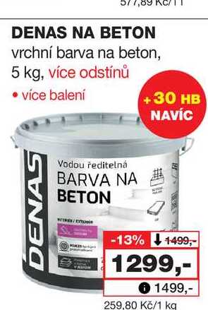 DENAS NA BETON vrchní barva na beton, 5 kg, více odstínů 