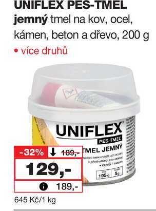 UNIFLEX PES-TMEL jemný tmel na kov, ocel, kámen, beton a dřevo, 200 g 