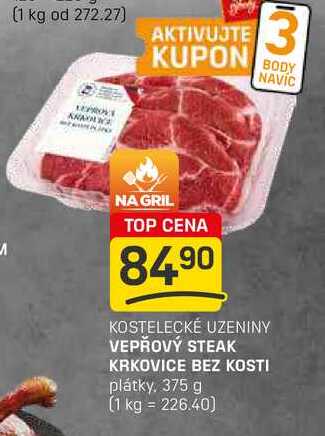VEPŘOVÝ STEAK KRKOVICE BEZ KOSTI plátky, 375 g