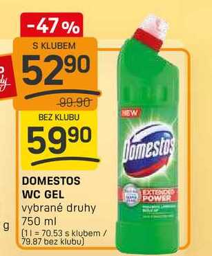 DOMESTOS WC GEL vybrané druhy 750 ml