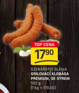 GRILOVACÍ KLOBÁSA PREMIUM, SE SÝREM 100 g 
