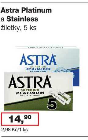 Astra Platinum a Stainless žiletky, 5 ks