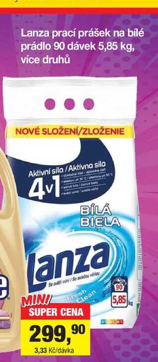 Lanza prací prášek na bílé prádlo 90 dávek 5,85 kg, více druhů 