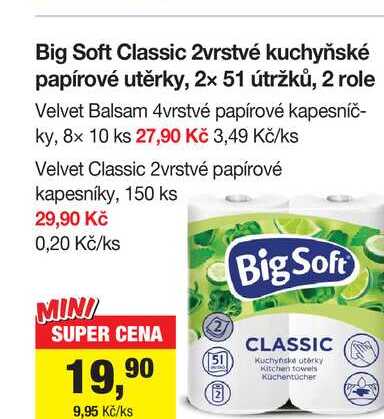 Velvet Balsam 4vrstvé papírové kapesníčky, 8x 10 ks 