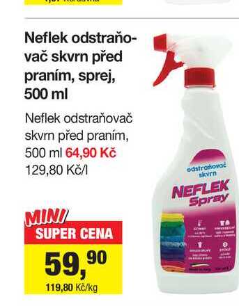 Neflek odstraňovač skvrn před praním, sprej, 500 ml 