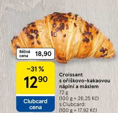 Croissant s oříškovo-kakaovou náplní a máslem, 72 g