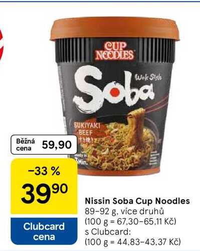 Nissin Soba Cup Noodles, 89-92 g, více druhů  