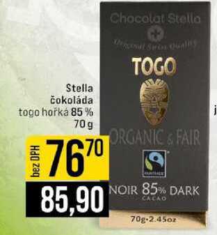 Stella čokoláda togo hořká 85% 70g 