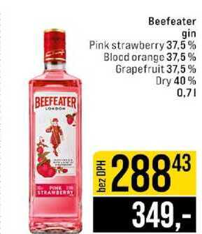 Beefeater gin Pink strawberry 37.5% Blood orange 37,5% Grapefruit 37,5% Dry 40% 0,7l