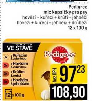 Pedigree mix kapsičky pro psy hovězí + kuřecí + krůtí + jehněčí hovězí kuřecí+jehněčí + drůbeží 12 x 100 g
