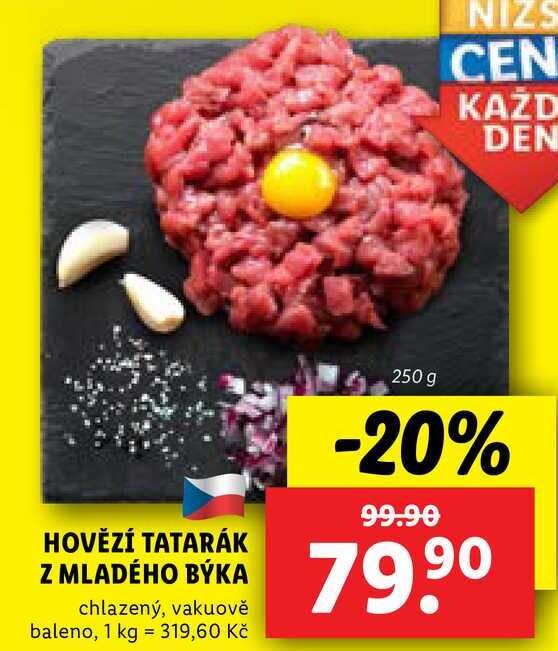 HOVĚZÍ TATARÁK Z MLADÉHO BÝKA, 250 g