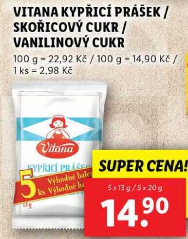 VITANA KYPŘICÍ PRÁŠEK/SKOŘICOVÝ CUKR/VANILINOVÝ CUKR, 5x 13 g/5x 20 g 