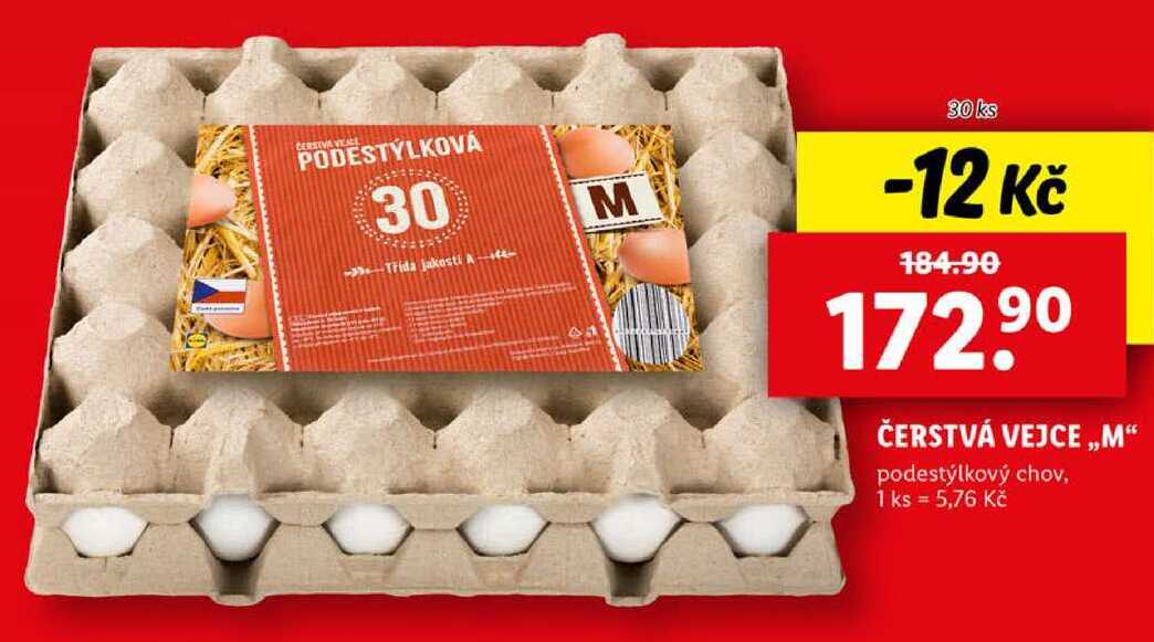 ČERSTVÁ VEJCE „M“ podestýlkový chov, 30 ks
