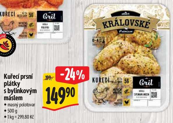 Kuřecí prsní plátky s bylinkovým máslem, 500 g