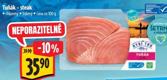 Tuňák - steak, cena za 100 g 