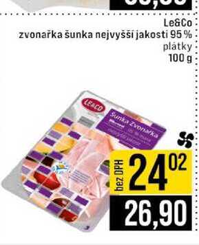 Le&Co zvonařka šunka nejvyšší jakosti 95% plátky 100 g