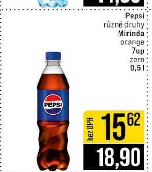 Pepsi různé druhy Mirinda orange 7up zero 0,5l