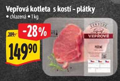 Vepřová kotleta s kostí - plátky, 1 kg