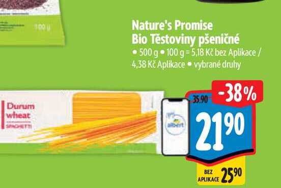   Nature's Promise Bio Těstoviny pšeničné  500 g 