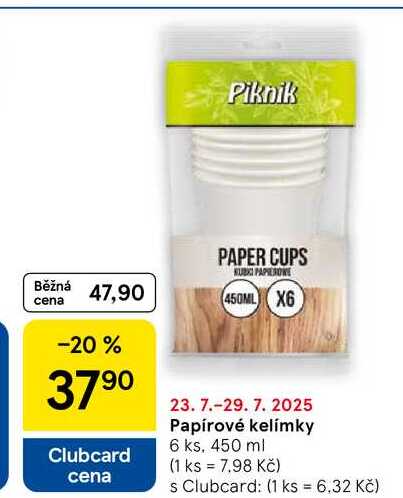Papírové kelímky, 6 ks, 450 ml  