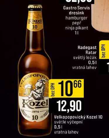 Velkopopovický Kozel 10 světlé výčepní 0,5l