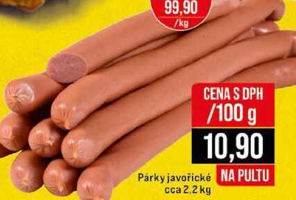 Párky javořické cca 2,2 kg 100g