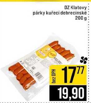 DZ Klatovy párky kuřecí debrecínské 200 g