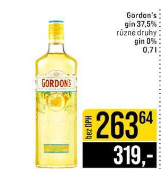 Gordon's gin 37,5% různé druhy gin 0% 0,7l
