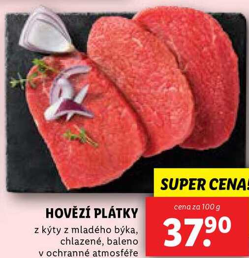 HOVĚZÍ PLÁTKY, cena za 100 g 