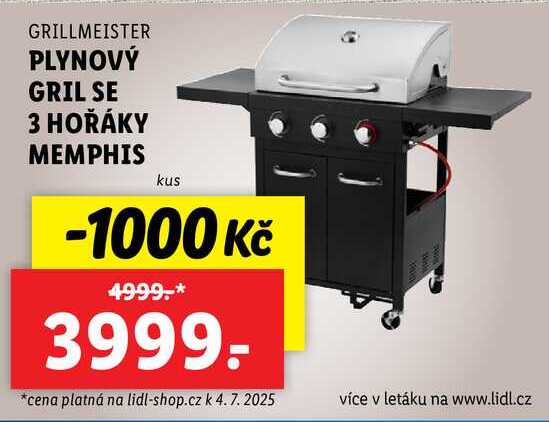 PLYNOVÝ GRIL SE 3 HOŘÁKY MEMPHIS 